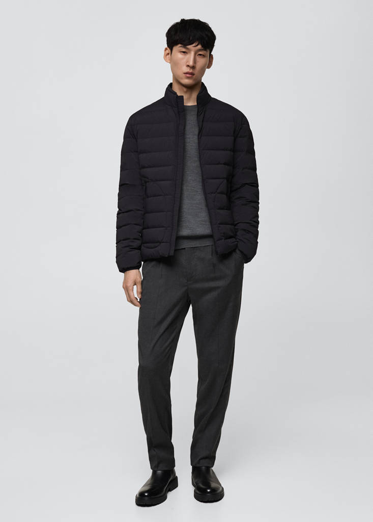 Quilted jacket with feather filling — Charcoal