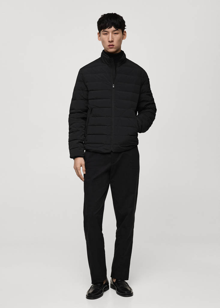 Quilted jacket with feather filling — Black
