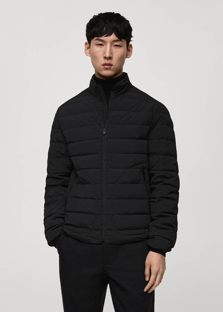 Quilted jacket with feather filling — Black