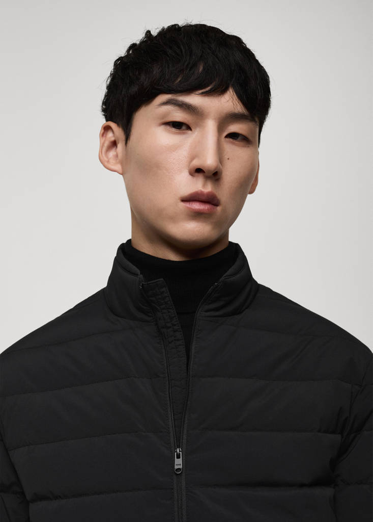 Quilted jacket with feather filling — Black