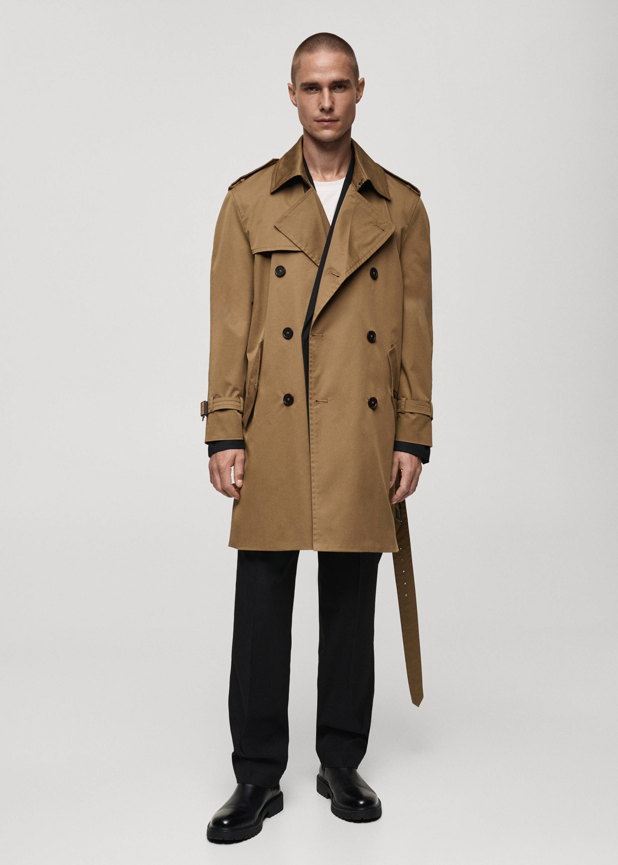 Water-repellent belted trench coat - General plane