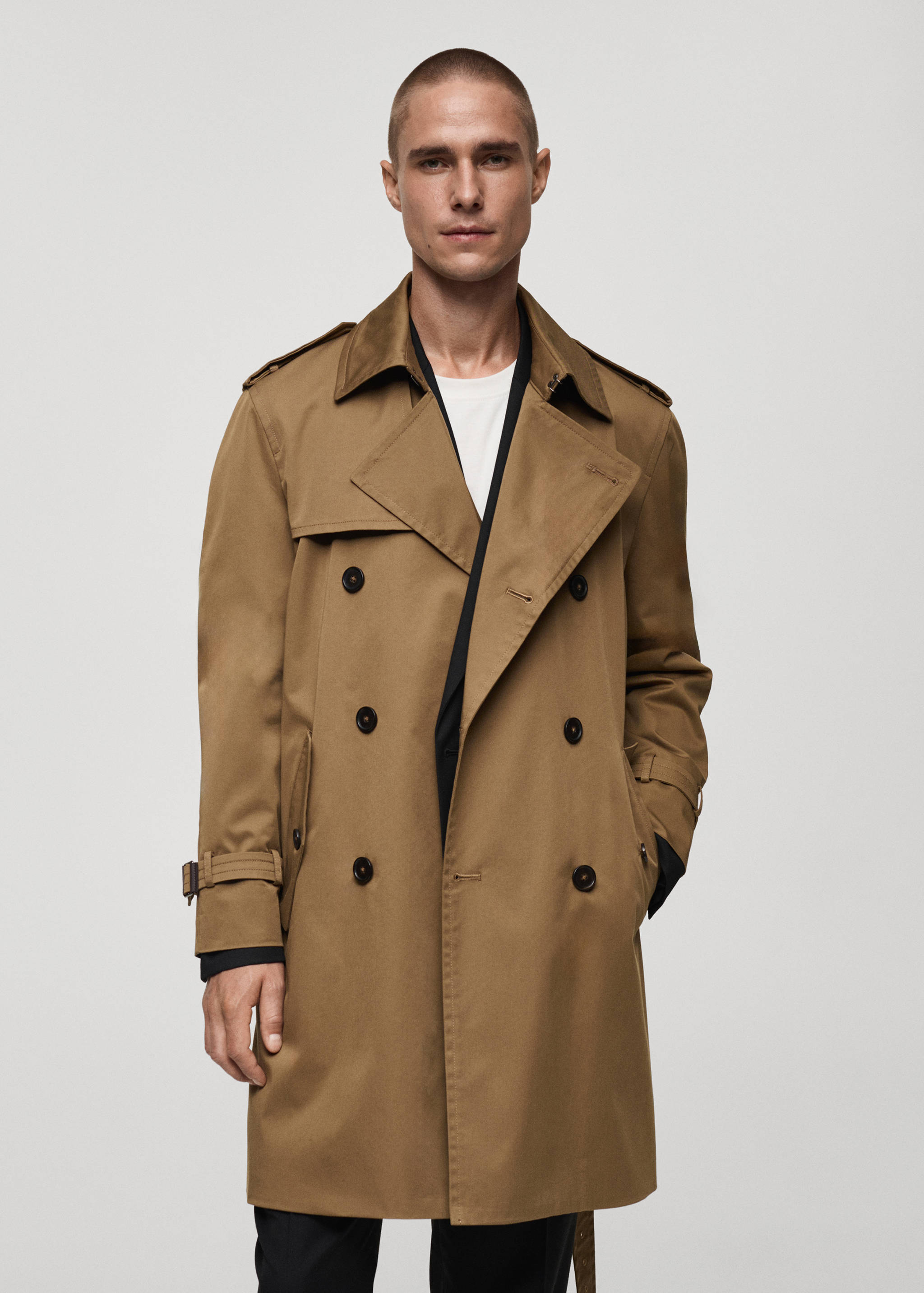 Water-repellent belted trench coat - Medium plane