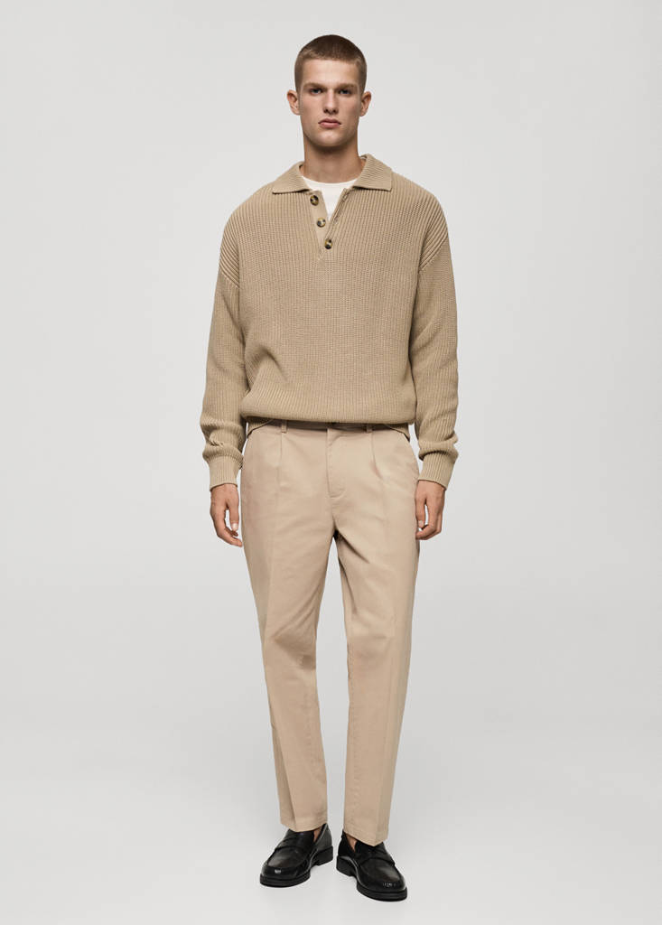 MANGO MAN - Pantalon regular fit coton pinces écru - 42