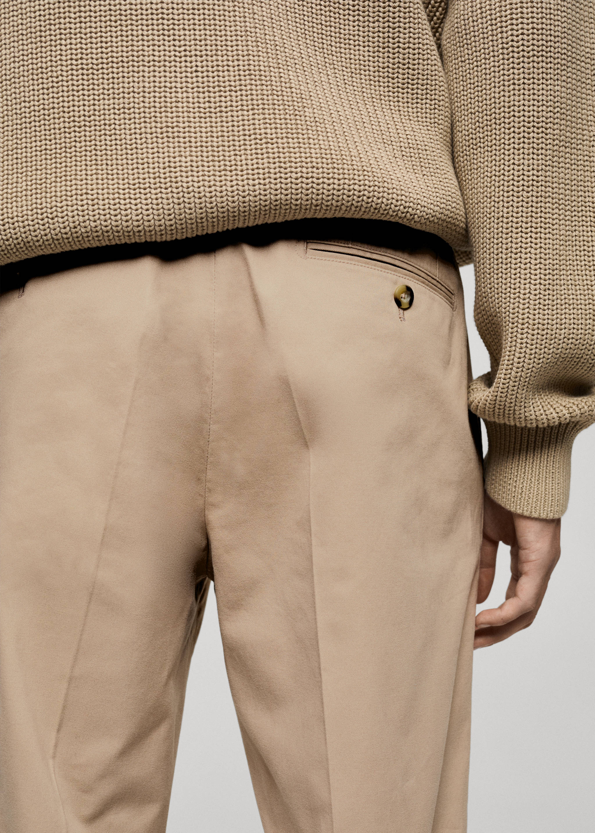 Regular fit pleated cotton trousers - Details of the article 6
