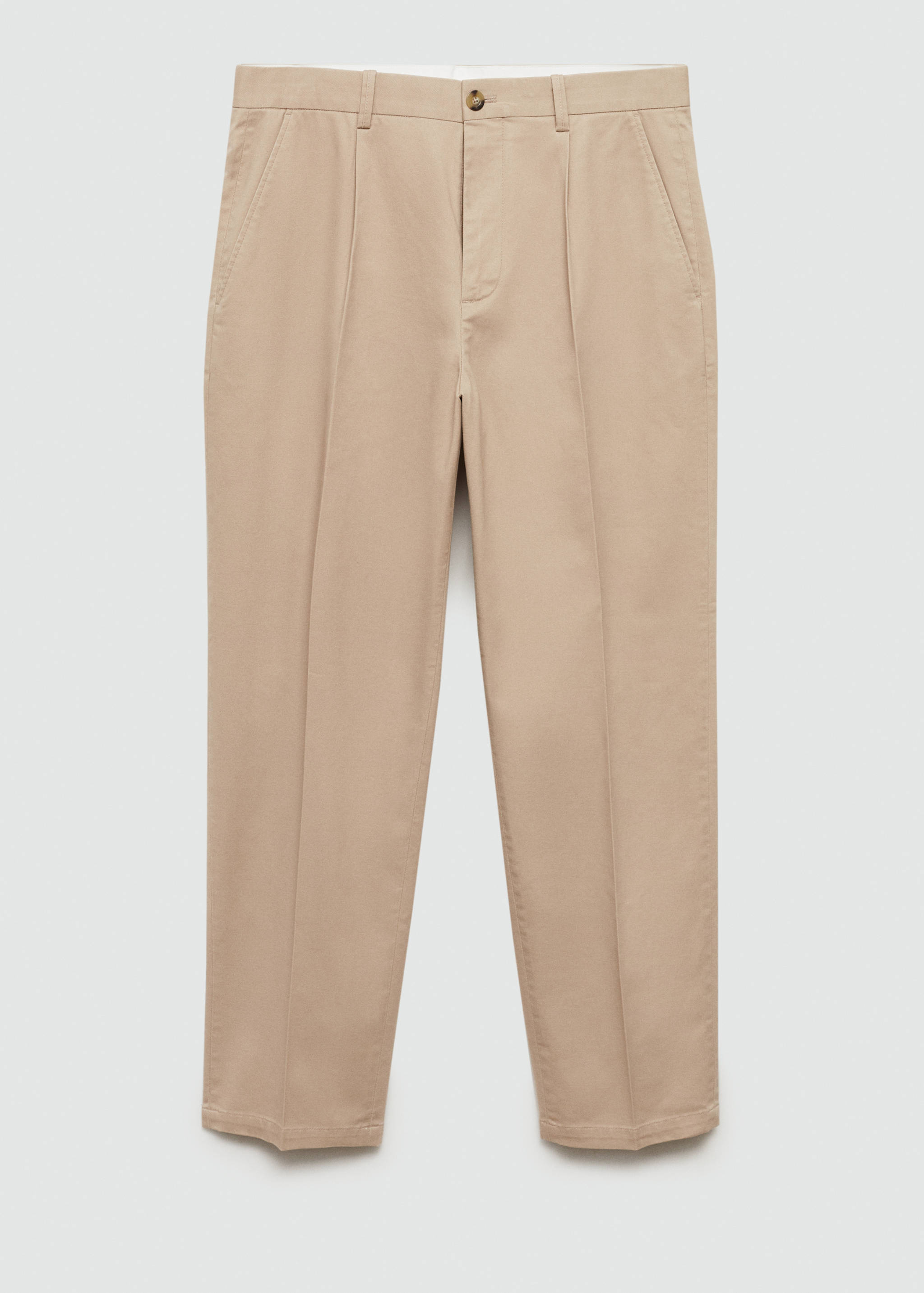 Regular fit pleated cotton trousers - Article without model