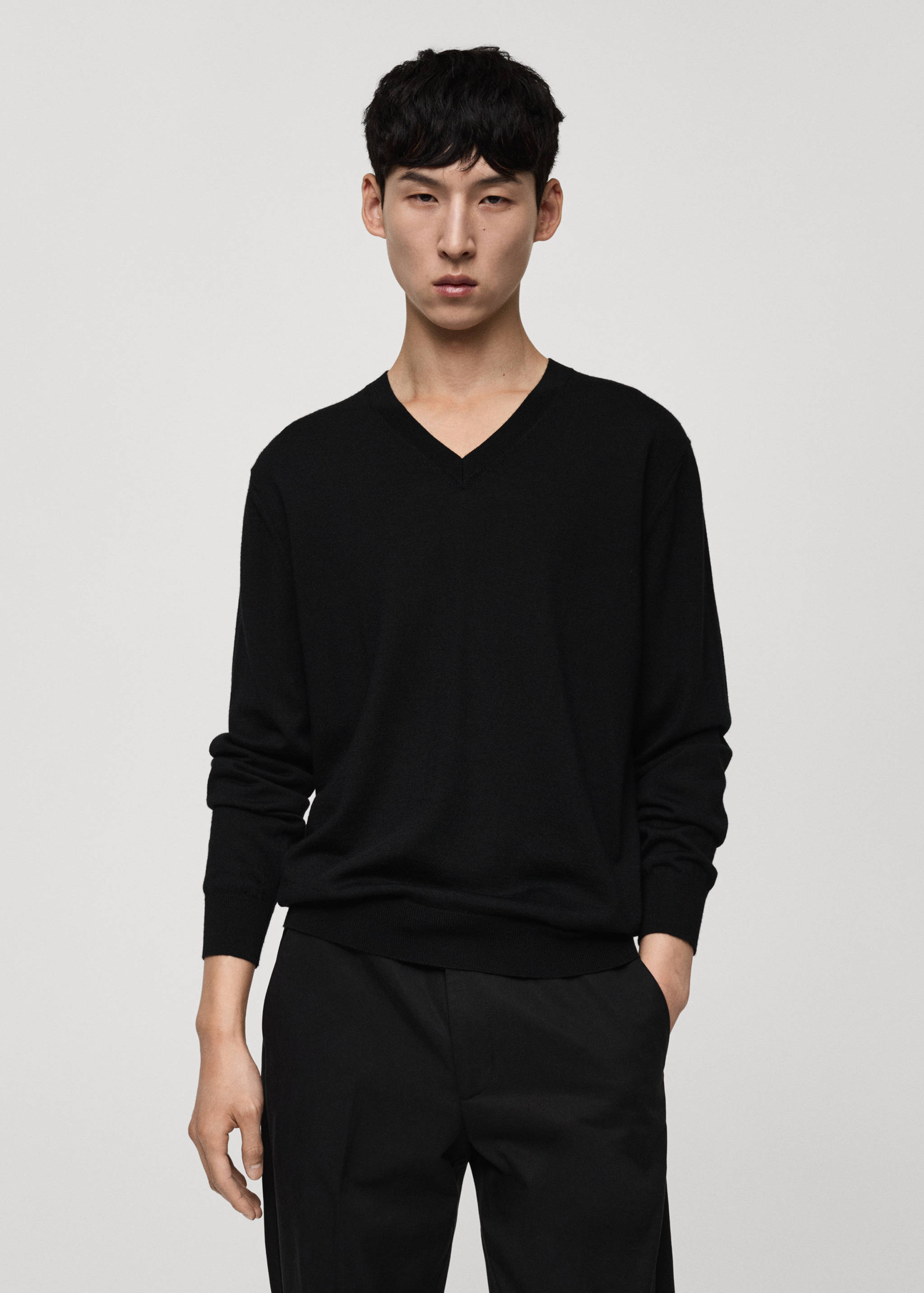 100% merino wool V-neck sweater - Medium plane