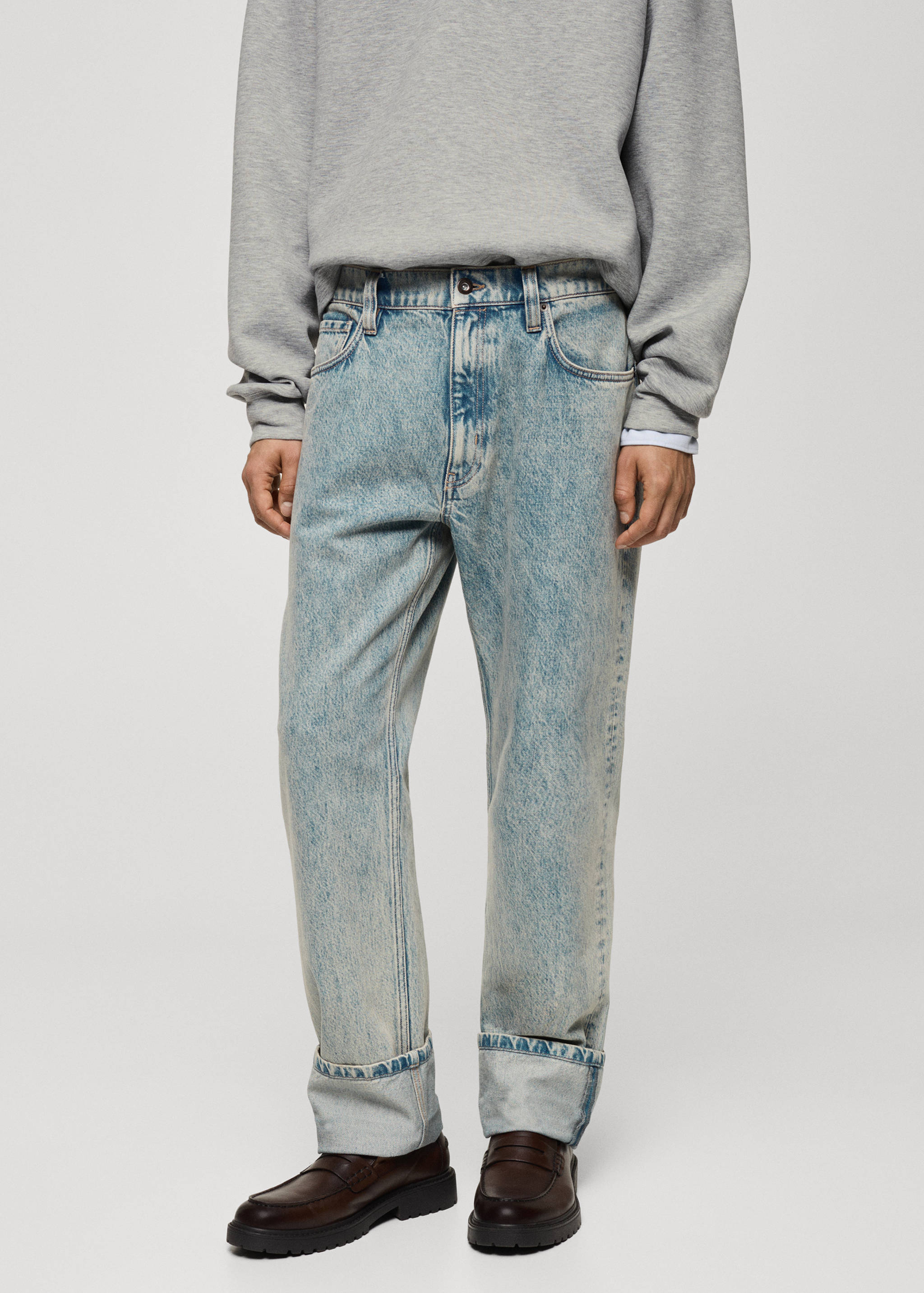 Jean straight-fit à revers - Plan moyen