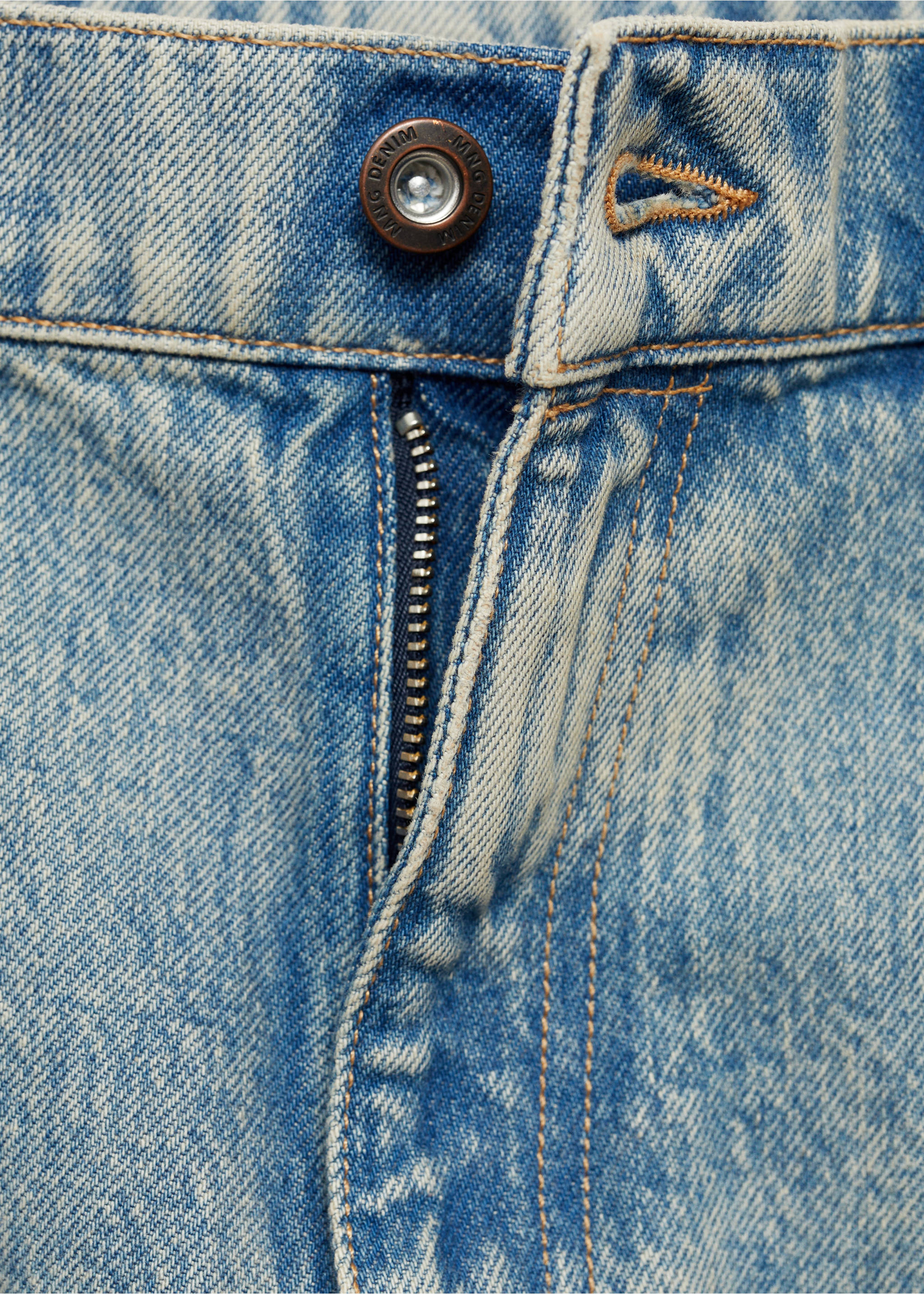 Jeans straight fit bajo vuelta - Detalle del artículo 8, Azul bleach. Ref: 77075972-00.