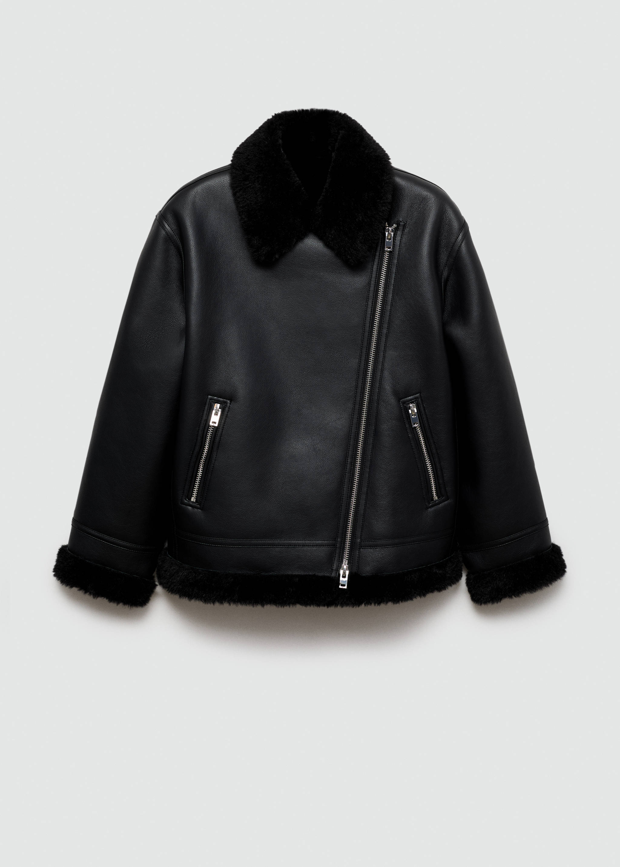 Double-faced faux-leather jacket - Article without model