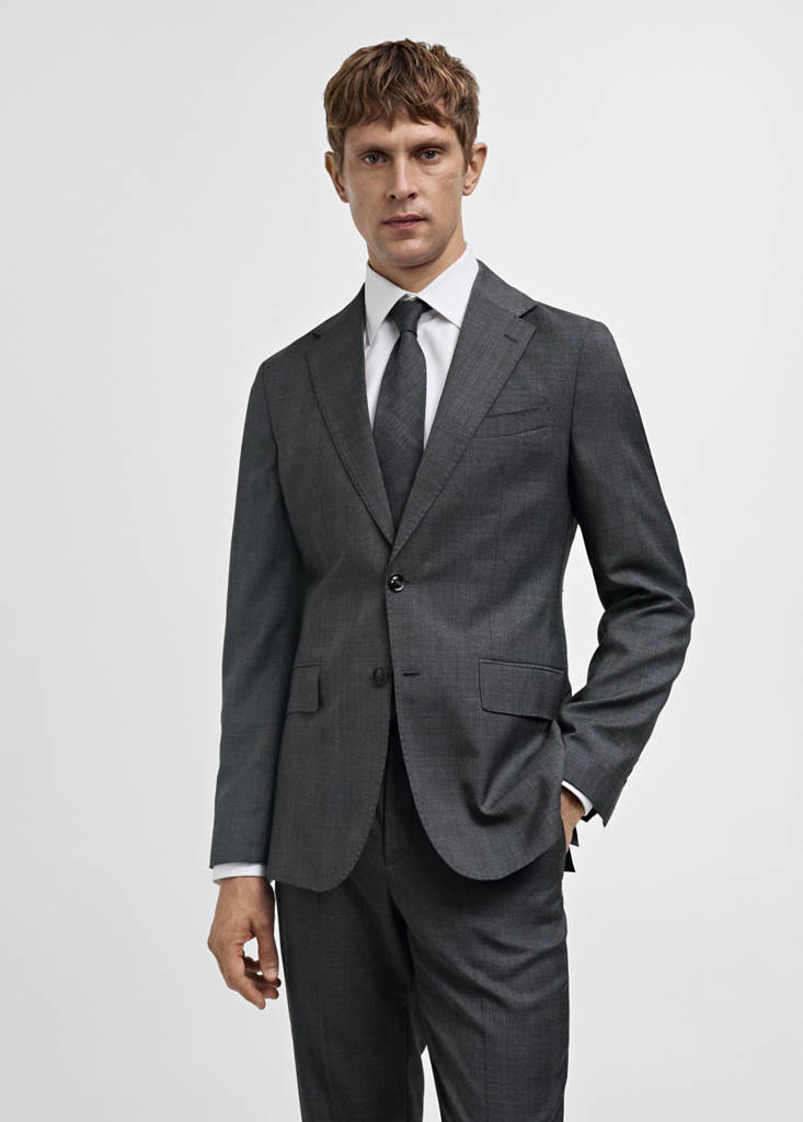 Venecia 100% virgin wool Prince of Wales check suit jacket — Grey