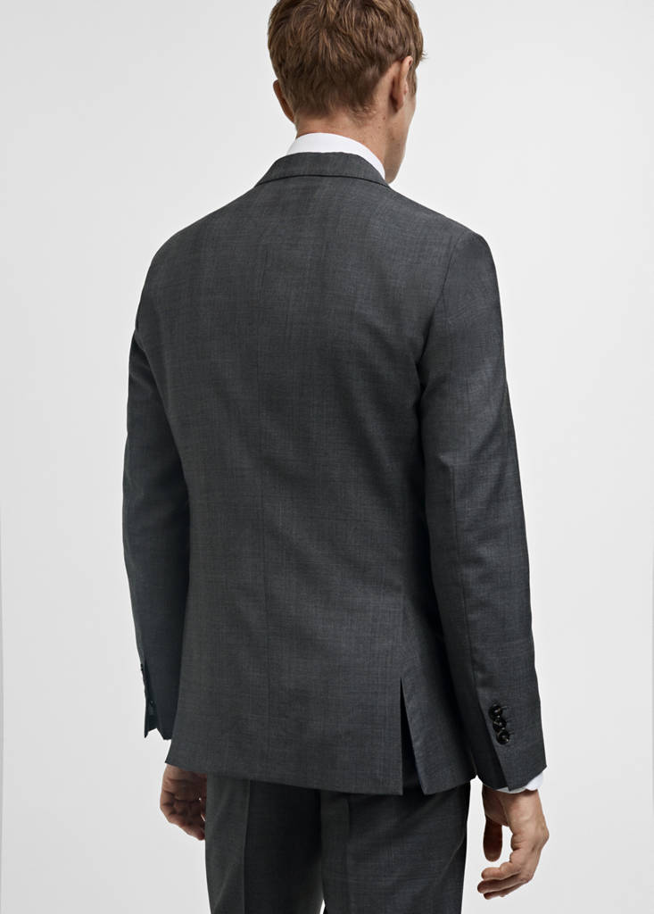 Venecia 100% virgin wool Prince of Wales check suit jacket — Grey
