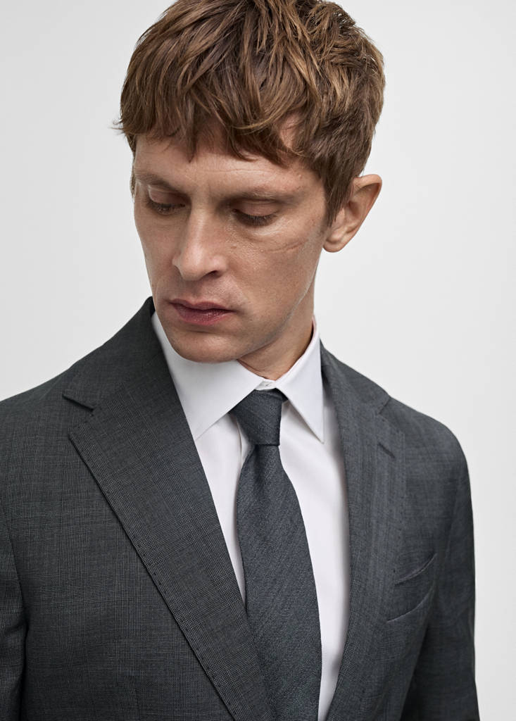 Venecia 100% virgin wool Prince of Wales check suit jacket — Grey