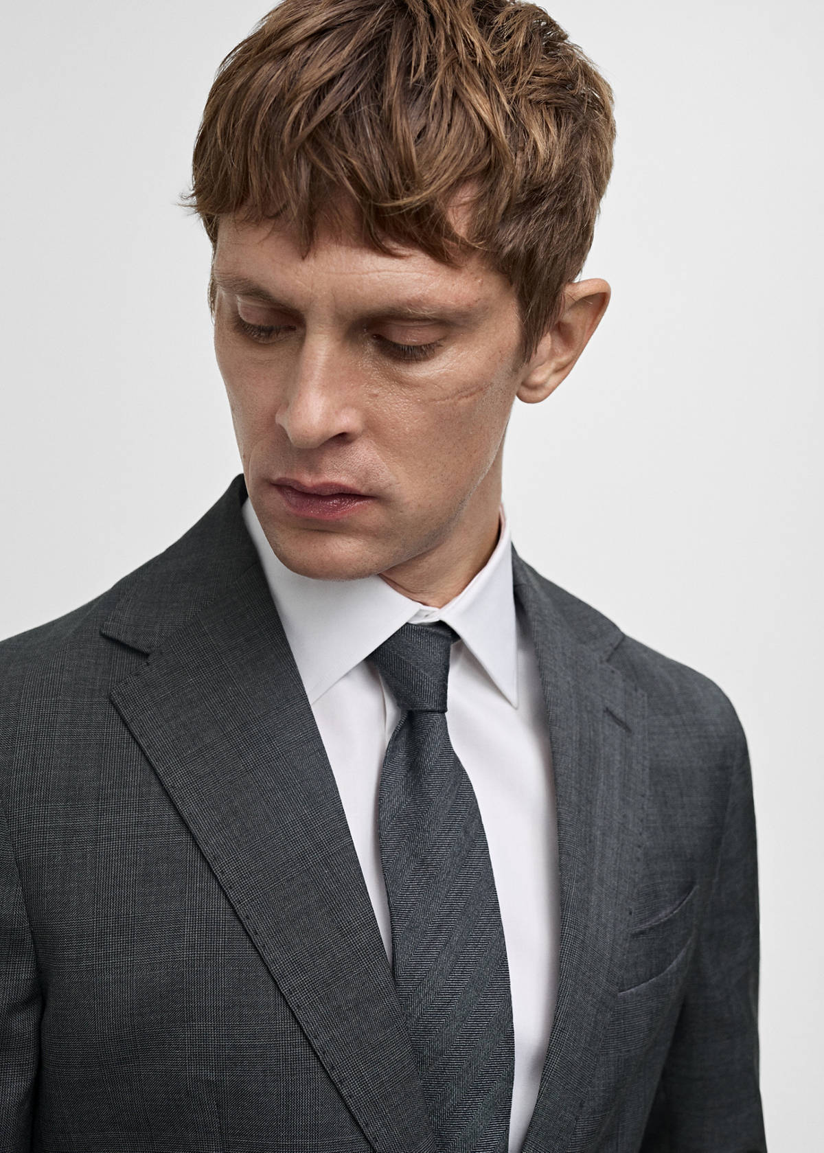 Venecia 100% virgin wool Prince of Wales check suit jacket — Grey
