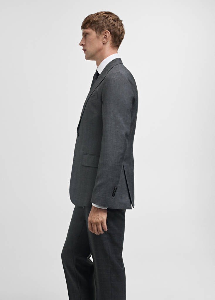 Venecia 100% virgin wool Prince of Wales check suit jacket — Grey