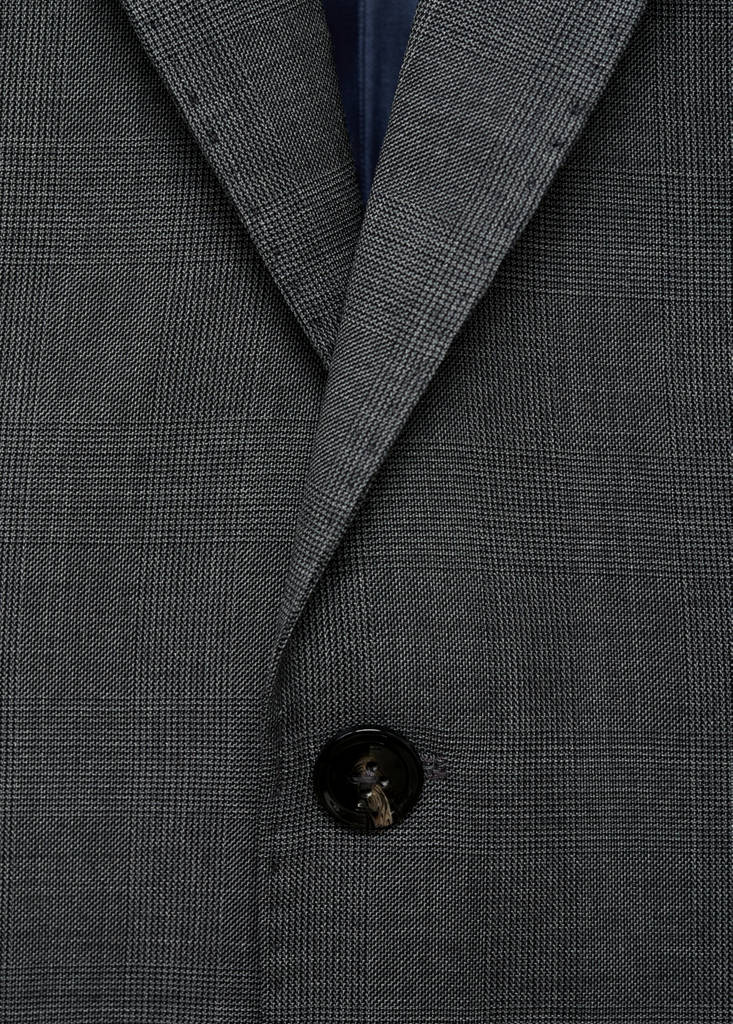 Venecia 100% virgin wool Prince of Wales check suit jacket — Grey