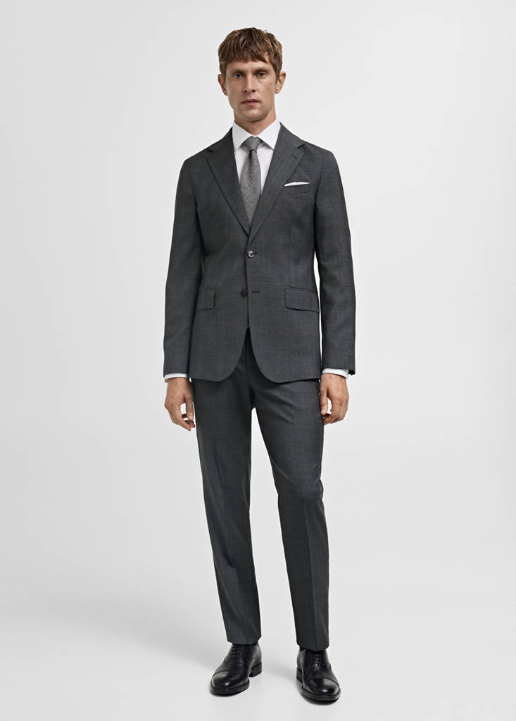 Venecia 100% virgin wool Prince of Wales check suit jacket — Grey