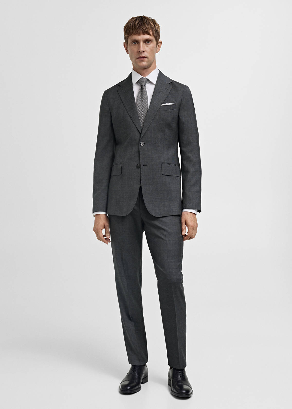 Venecia 100% virgin wool Prince of Wales check suit jacket — Grey