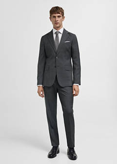 Venecia 100% virgin wool Prince of Wales check suit jacket — Grey 10