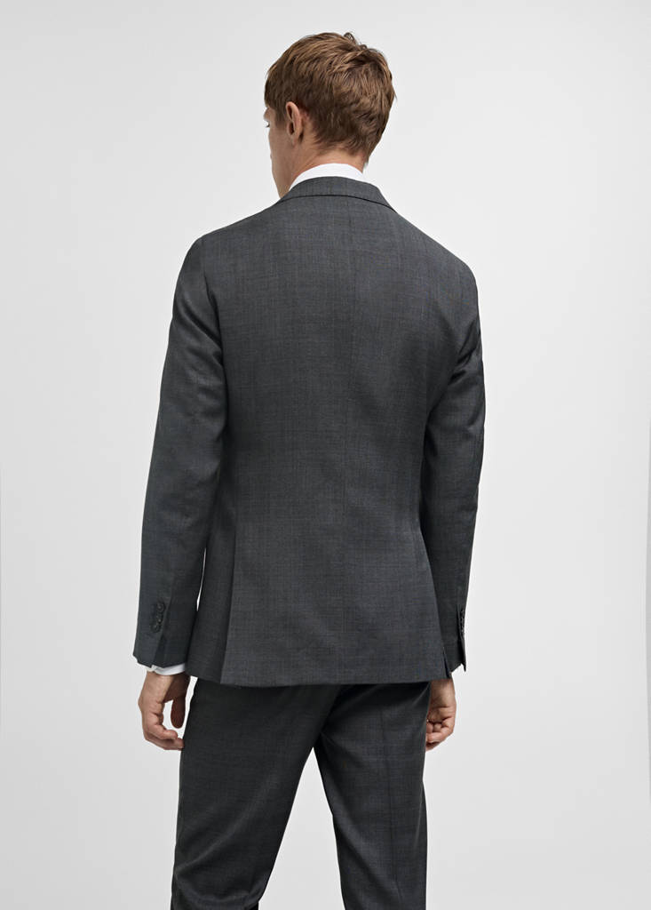 Venecia 100% virgin wool Prince of Wales check suit jacket — Grey
