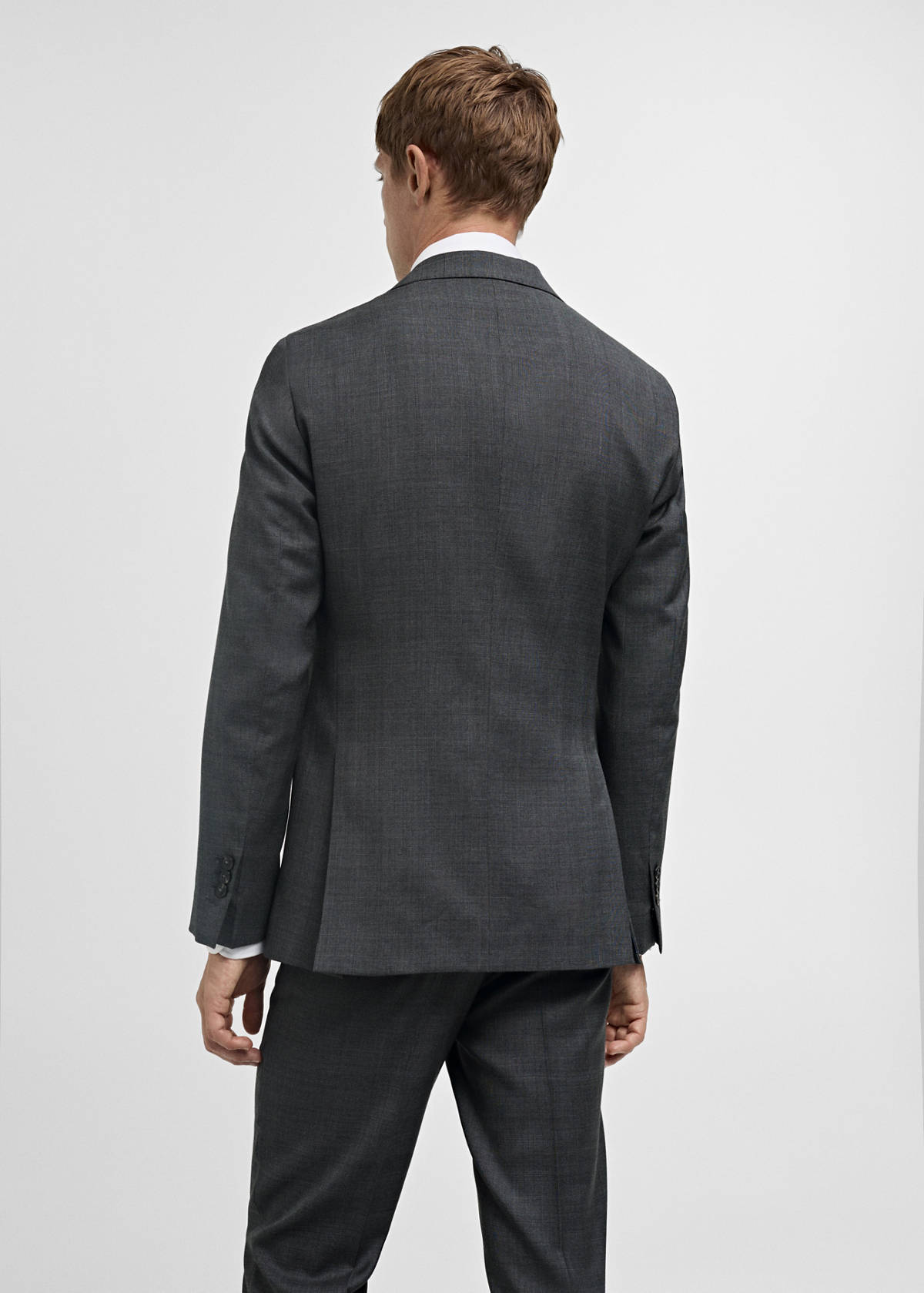 Venecia 100% virgin wool Prince of Wales check suit jacket — Grey
