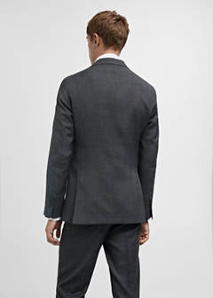 Venecia 100% virgin wool Prince of Wales check suit jacket — Grey 11