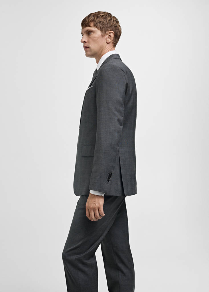 Venecia 100% virgin wool Prince of Wales check suit jacket — Grey