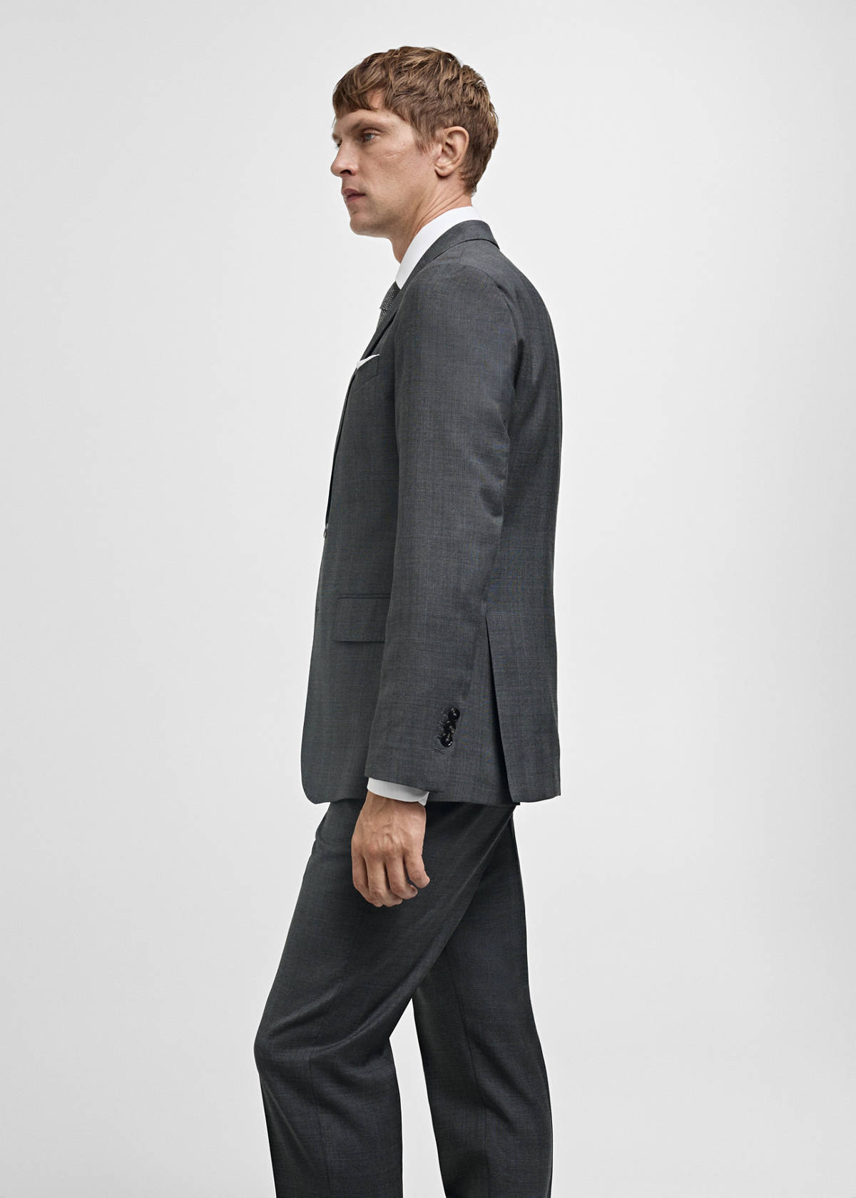 Venecia 100% virgin wool Prince of Wales check suit jacket — Grey