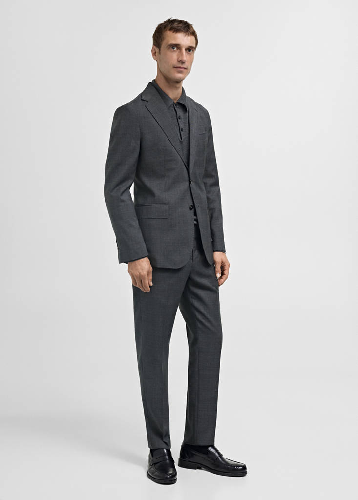 Venecia 100% virgin wool Prince of Wales check suit jacket — Grey