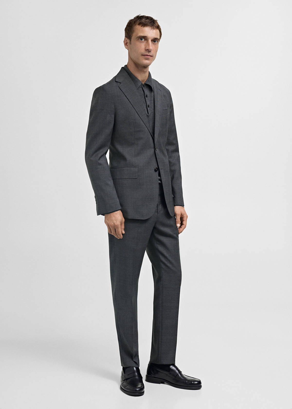 Venecia 100% virgin wool Prince of Wales check suit jacket — Grey