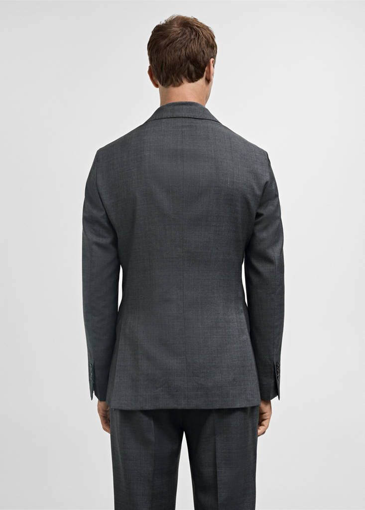 Venecia 100% virgin wool Prince of Wales check suit jacket — Grey