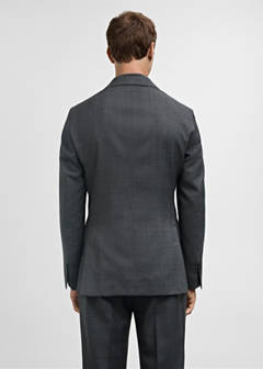 Venecia 100% virgin wool Prince of Wales check suit jacket — Grey 16