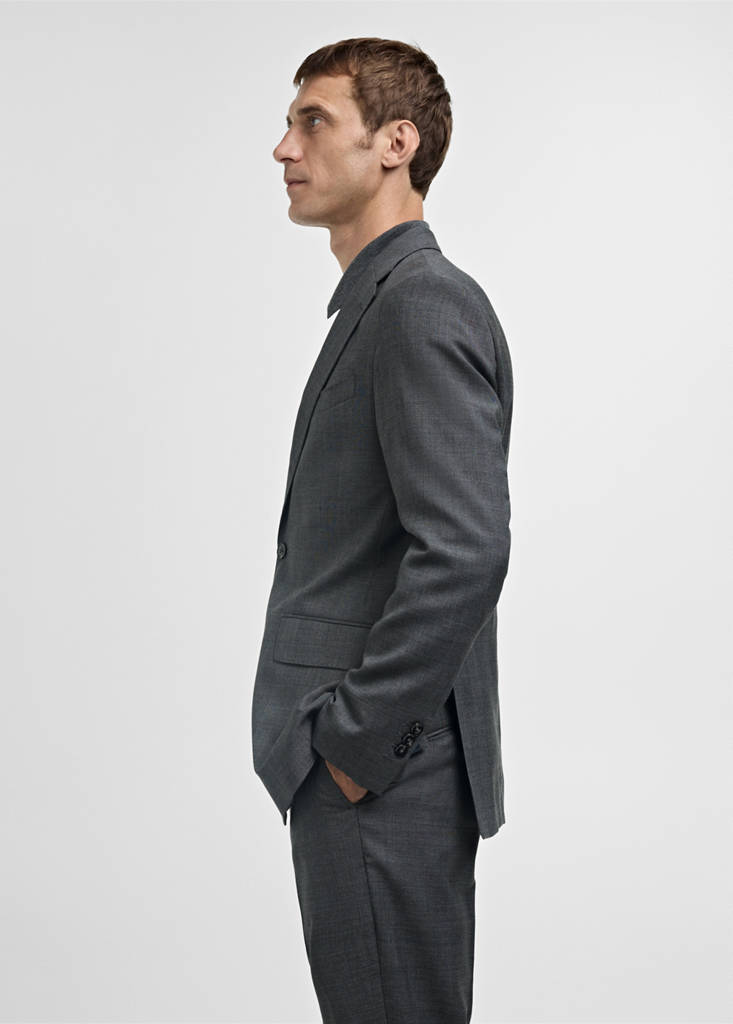 Venecia 100% virgin wool Prince of Wales check suit jacket — Grey
