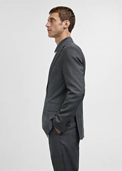 Venecia 100% virgin wool Prince of Wales check suit jacket — Grey 17