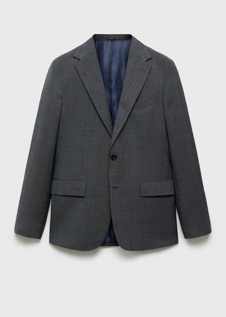 Venecia 100% virgin wool Prince of Wales check suit jacket — Grey