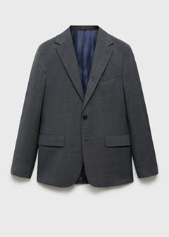 Venecia 100% virgin wool Prince of Wales check suit jacket — Grey 6