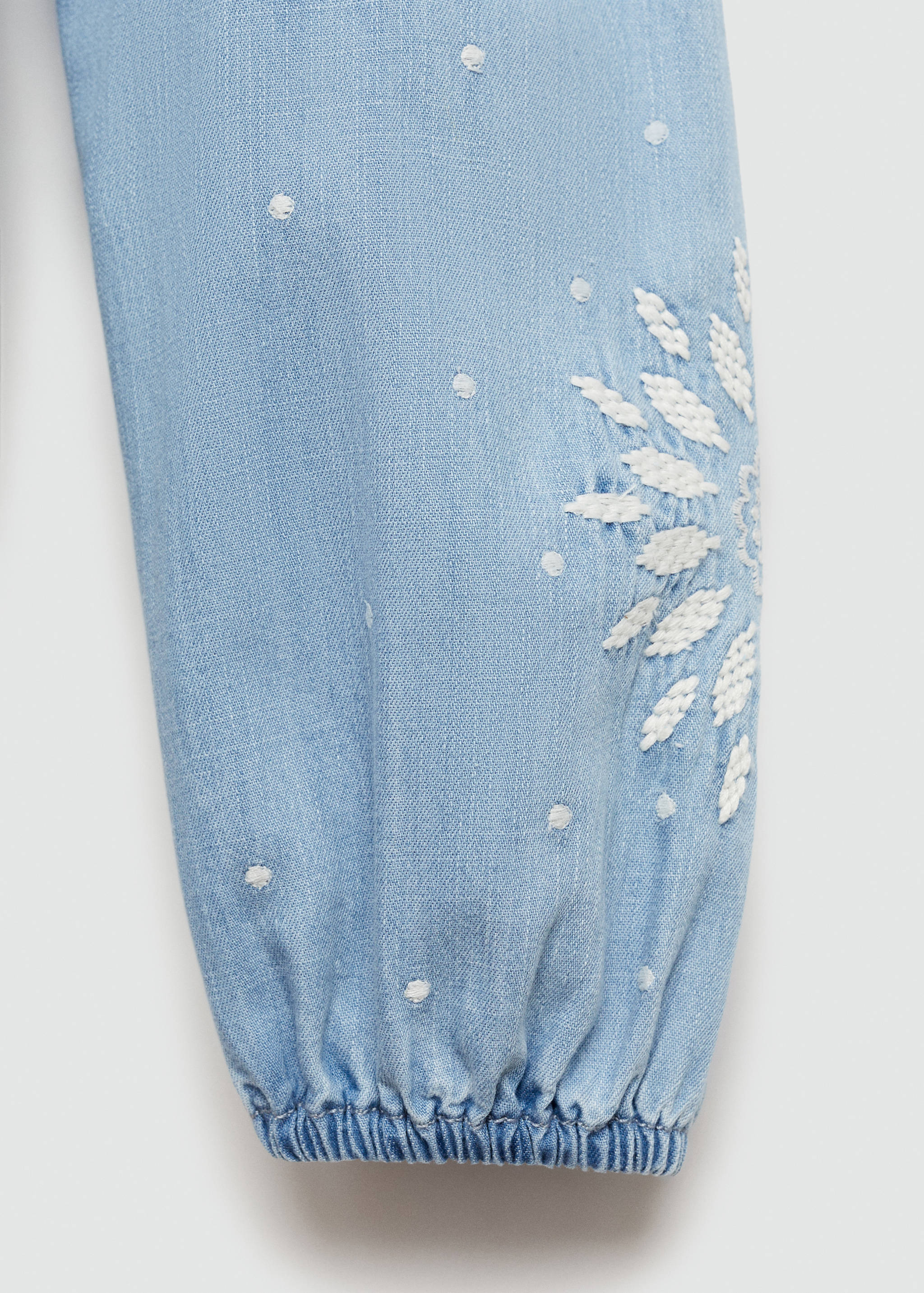 Flower embroidered denim dress - Details of the article 0