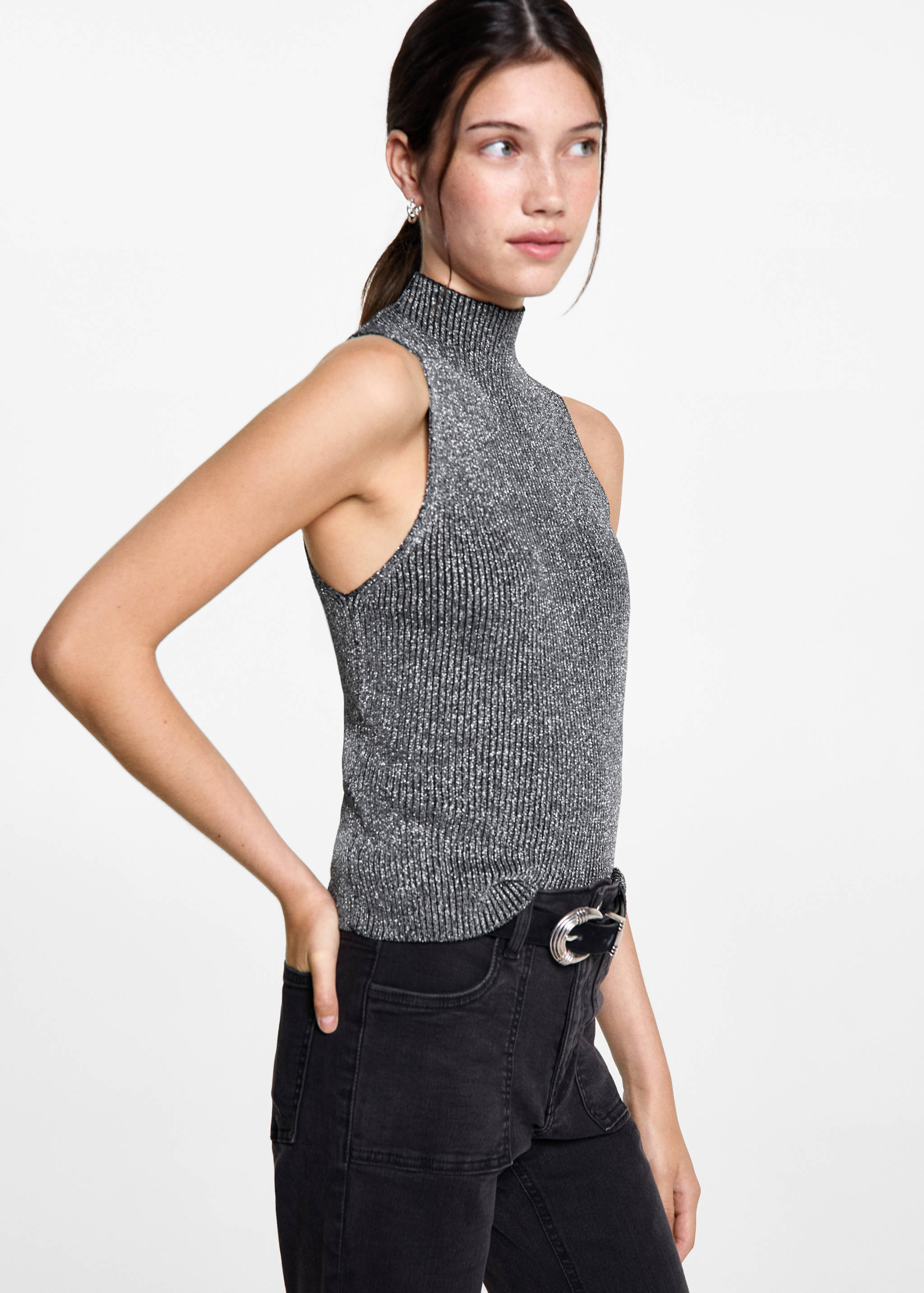 Turtleneck lurex top - Medium plane
