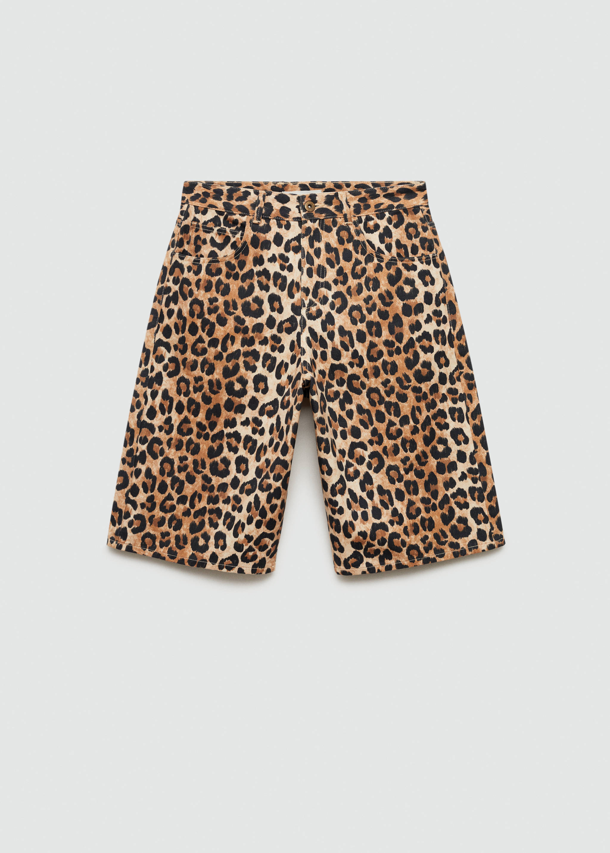 Leopard-print denim bermuda shorts - Article without model