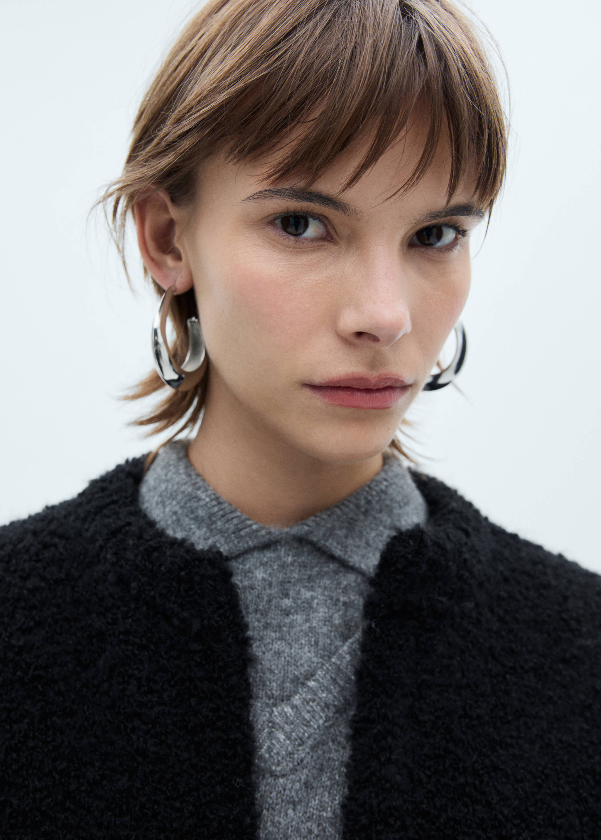 Bouclé knitted coat - Details of the article 1