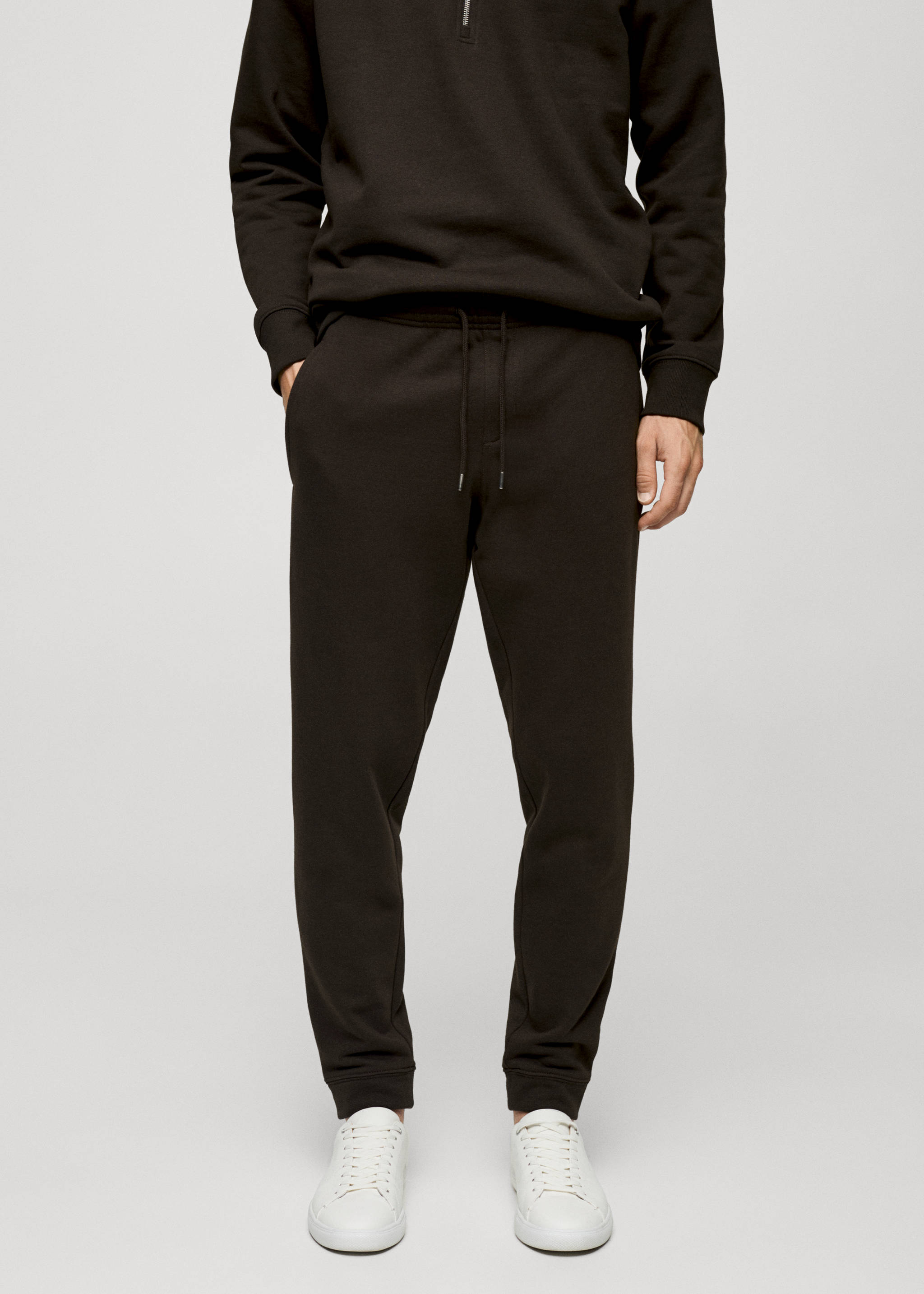 Jogger algodón cordón - Plano medio, Chocolate. Ref: 77077112-00.