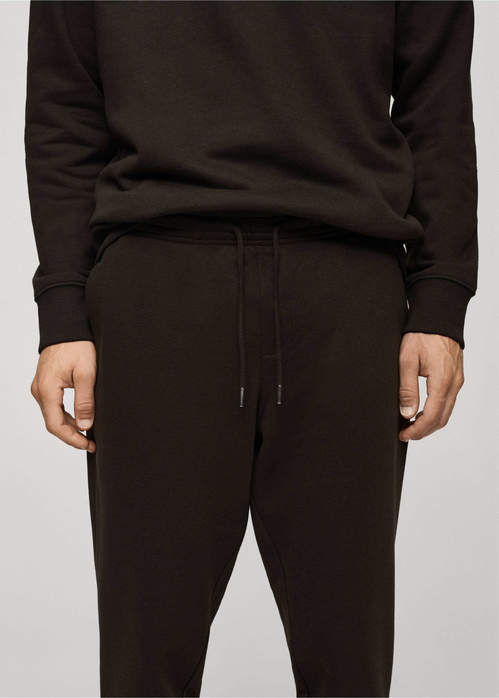 Jogger algodón cordón - Detalle del artículo 1, Chocolate. Ref: 77077112-00.
