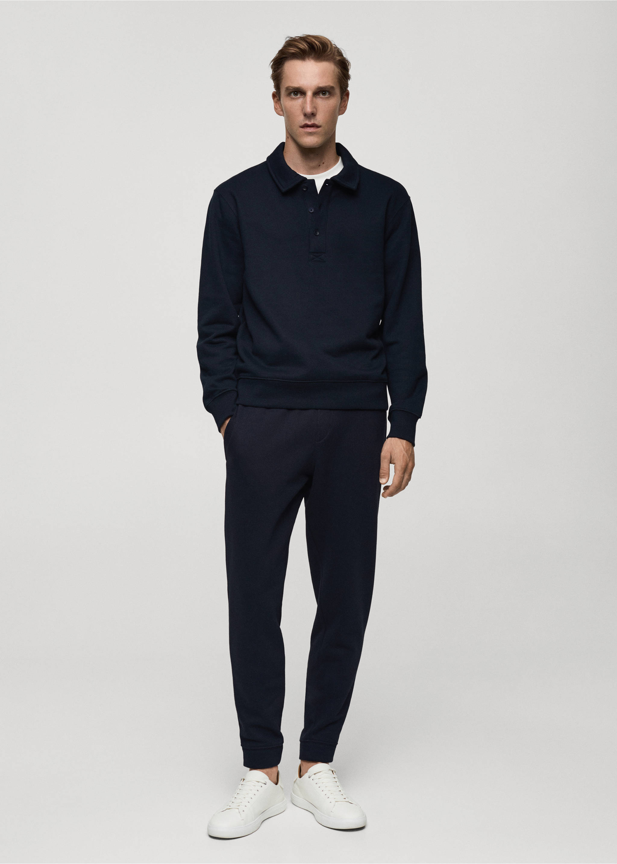 Jogger algodón cordón - Plano general, Azul marino oscuro. Ref: 77077112-00.