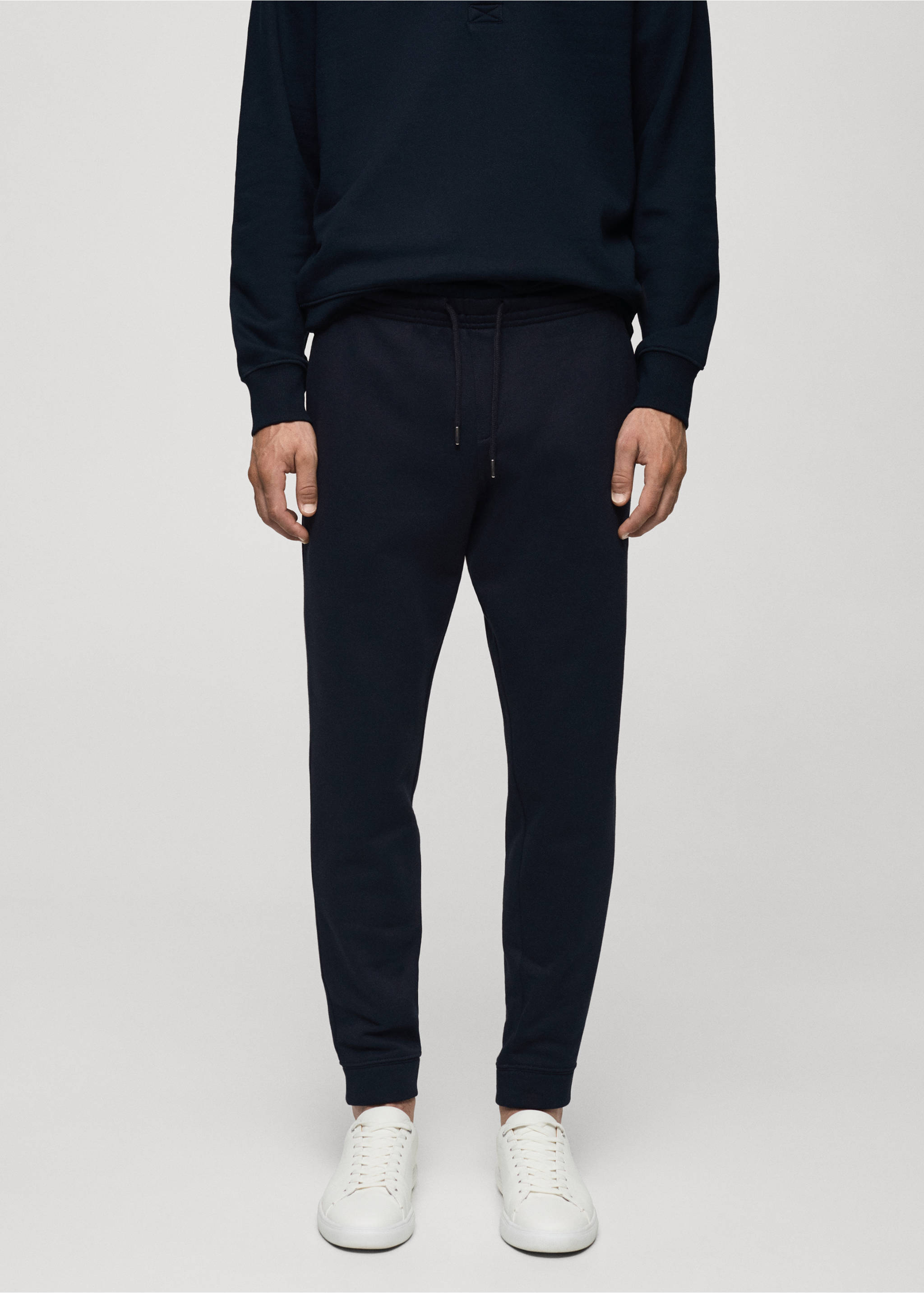 Jogger algodón cordón - Plano medio, Azul marino oscuro. Ref: 77077112-00.