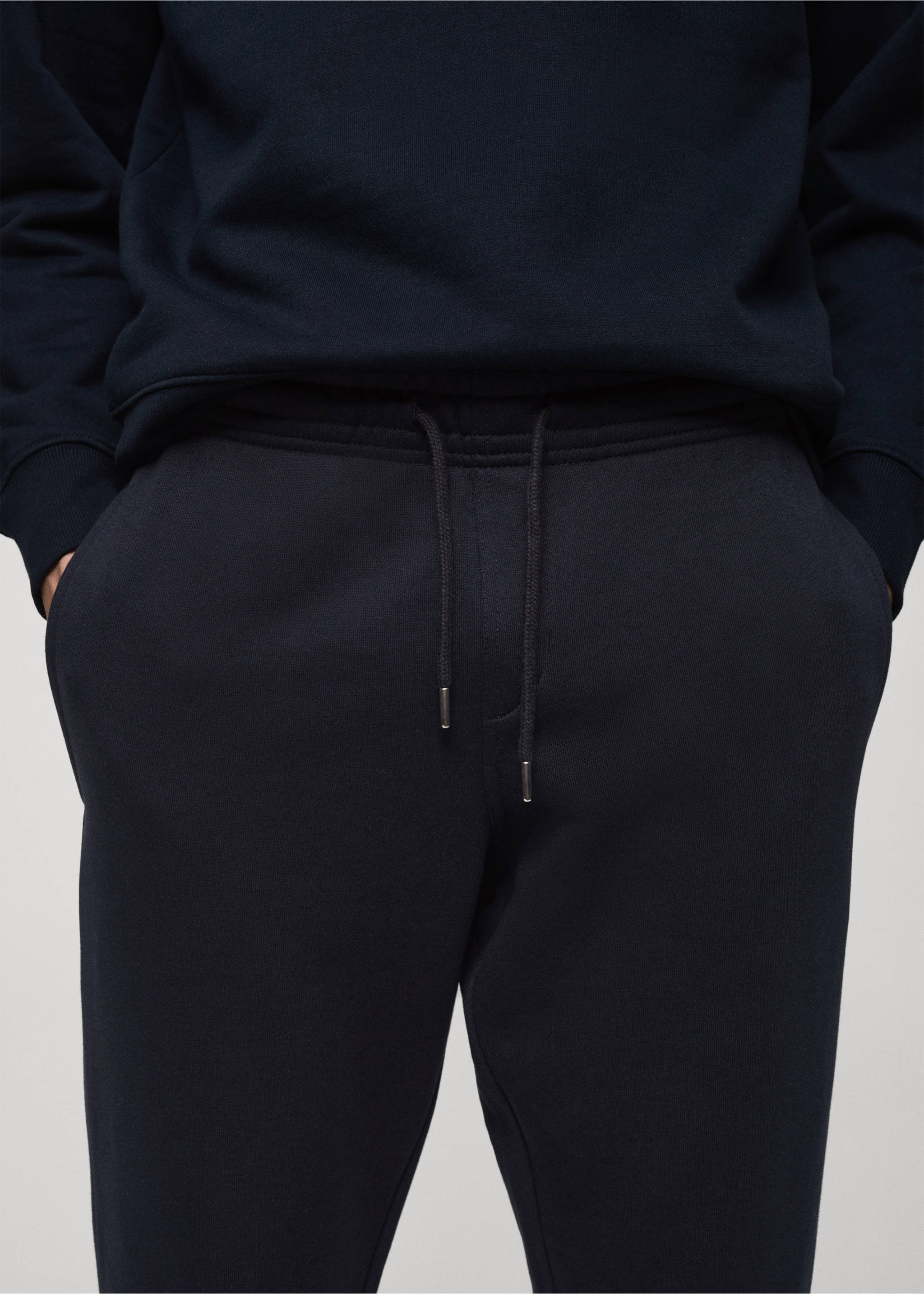 Jogger algodón cordón - Detalle del artículo 1, Azul marino oscuro. Ref: 77077112-00.