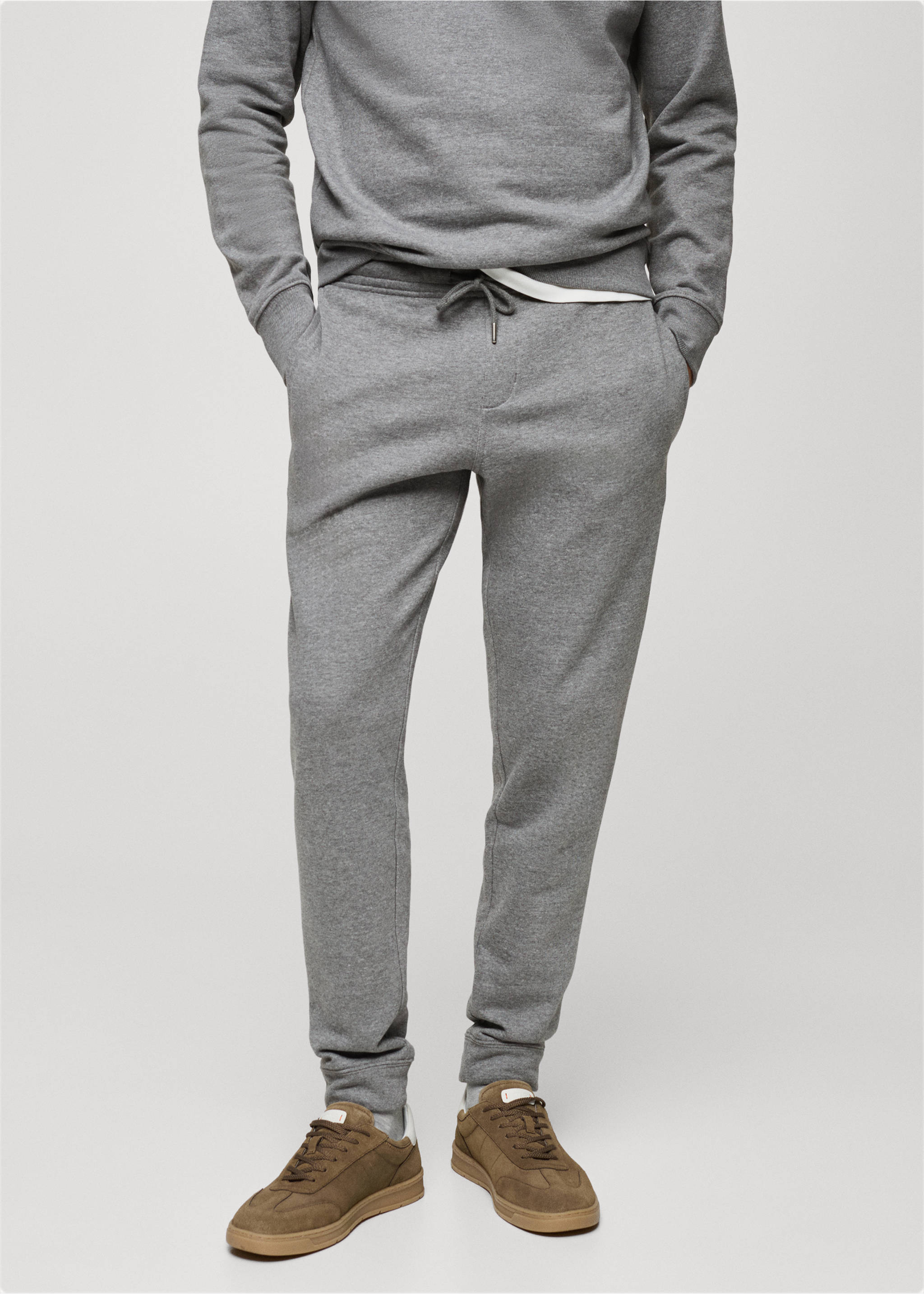 Jogger algodón cordón - Plano medio, Gris medio vigoré. Ref: 77077112-00.