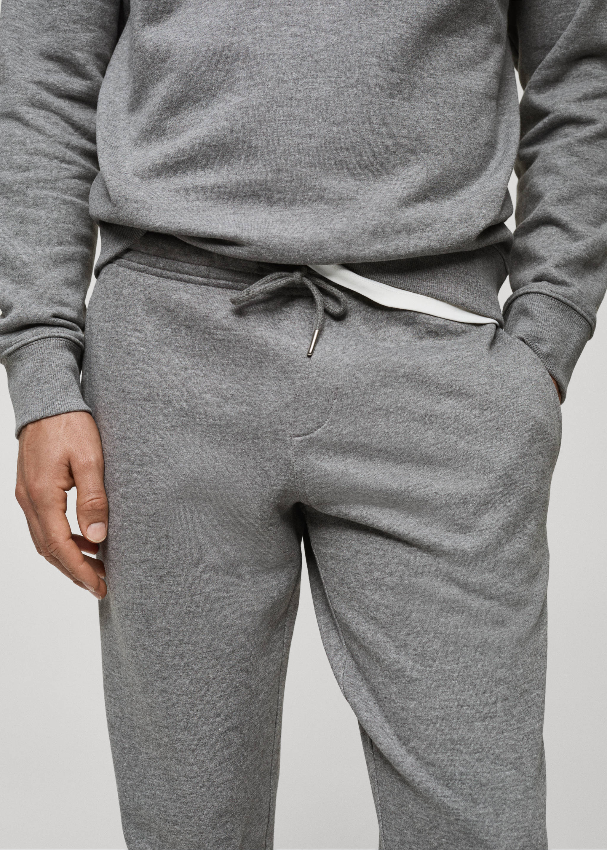 Jogger algodón cordón - Detalle del artículo 1, Gris medio vigoré. Ref: 77077112-00.