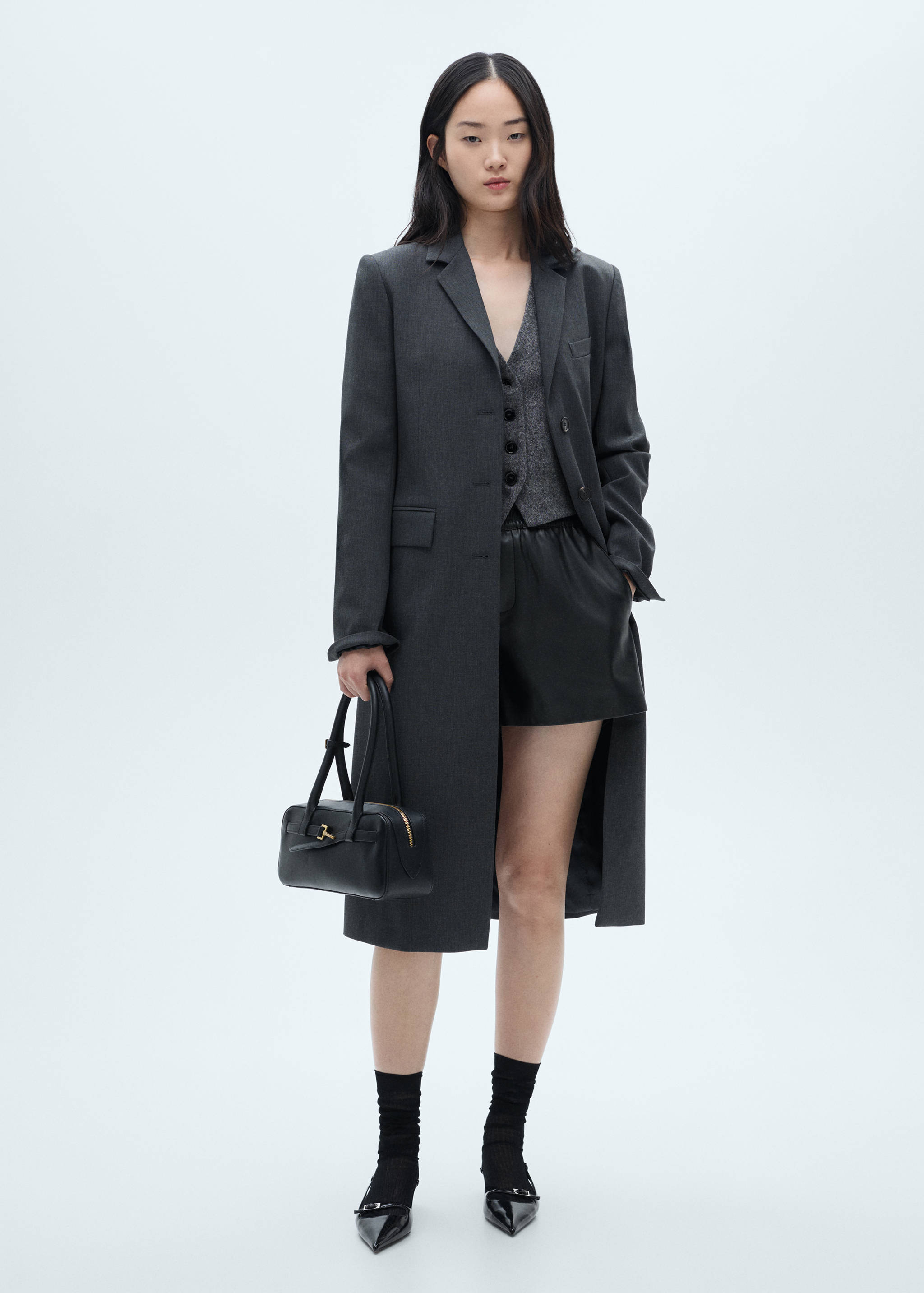 Faux-leather shorts with elastic waist - General plane