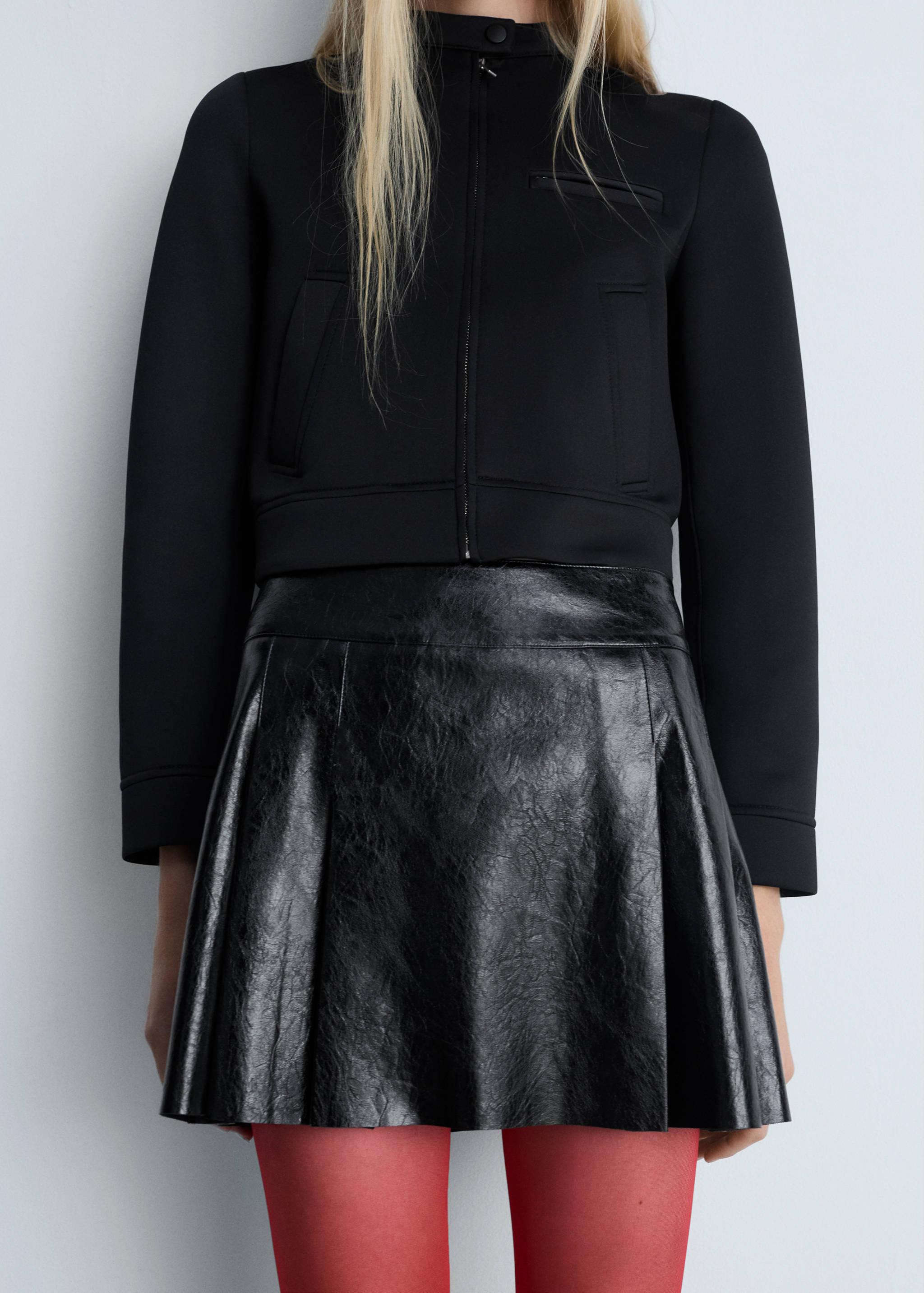 Faux-leather pleated mini-skirt - Details of the article 6