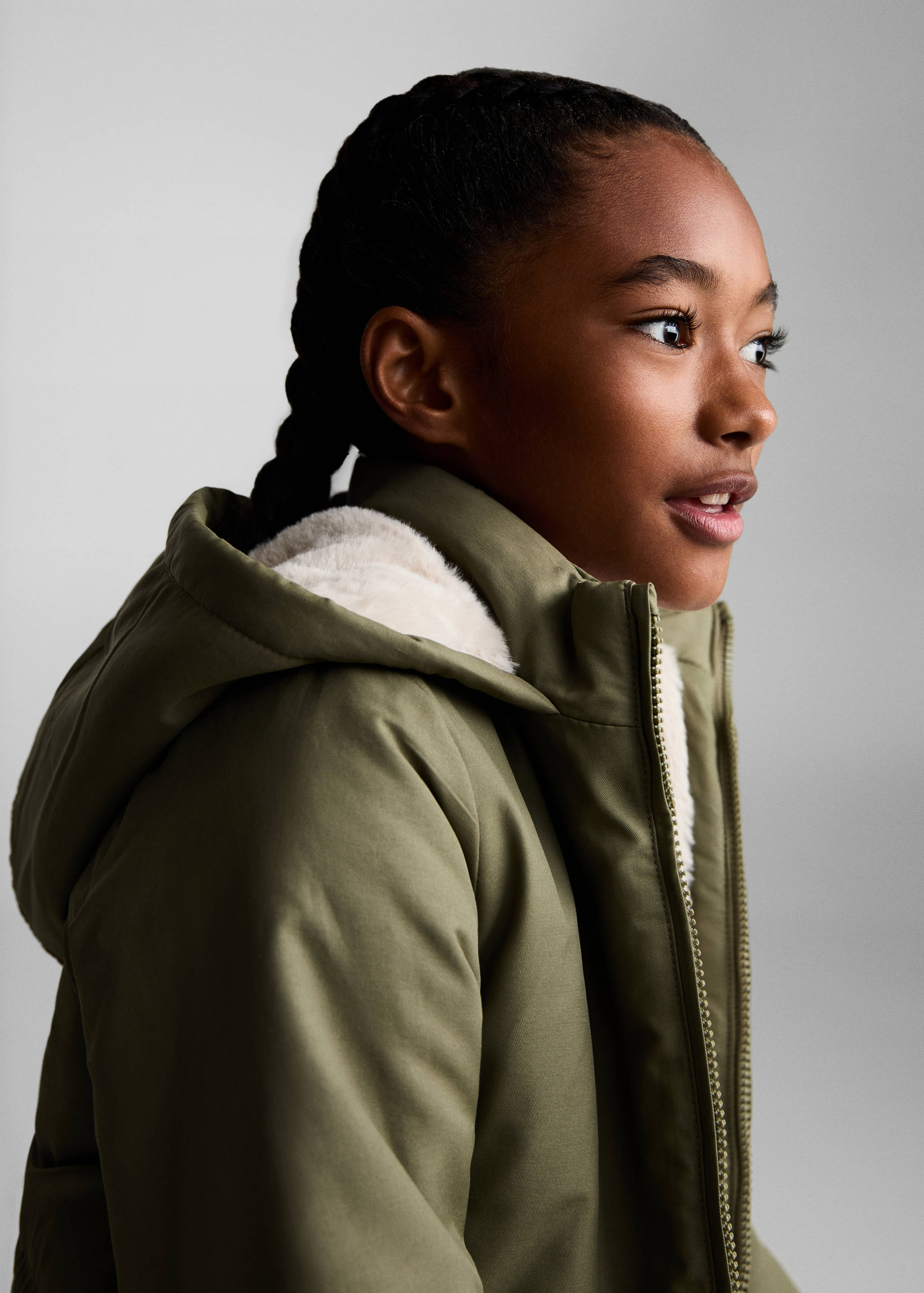 Parka with fur-effect lining - Details of the article 1