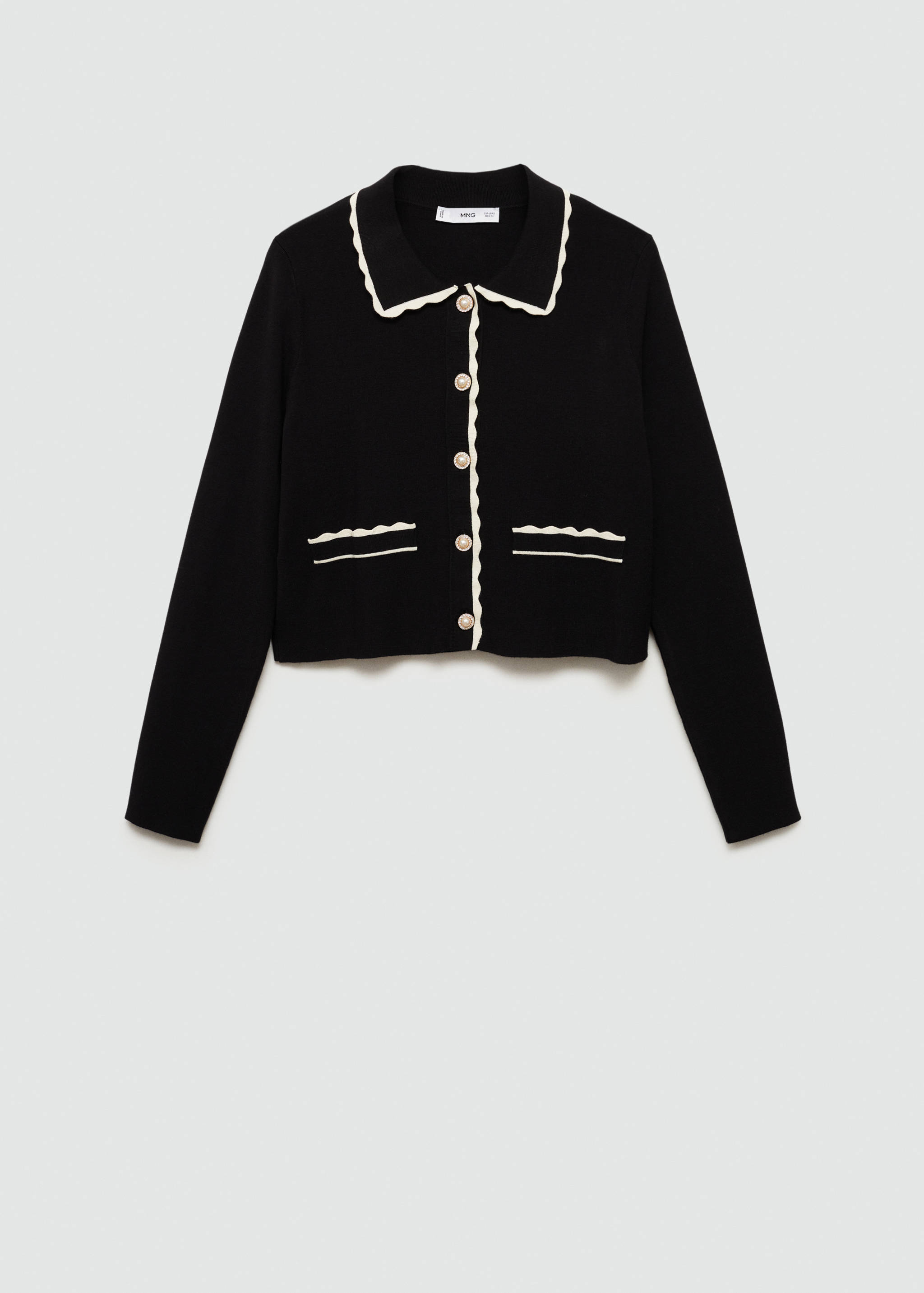 Contrast-trim cardigan with jewel buttons - Article without model